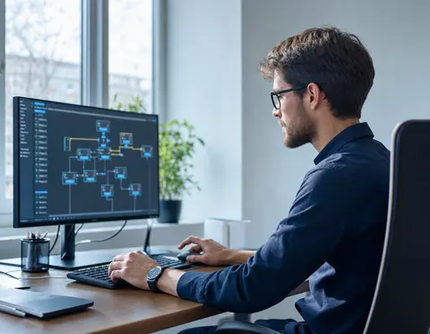 Bildschirm mit einer Fachanwendung, in der ein Software-Roboter Daten automatisiert überträgt