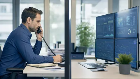 Managed Services oder IT-Support im Vergleich: geteilte Schreibtischszene mit reaktiver Fehlerbehebung und ruhig überwachten Systemen